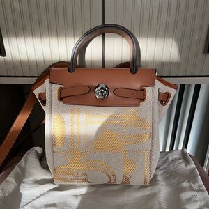 Canvas shoulder bag with leather strap